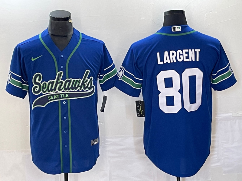 Men's Seattle Seahawks Steve Largent #80 Royal Alternate Legend Jersey Joint Edition